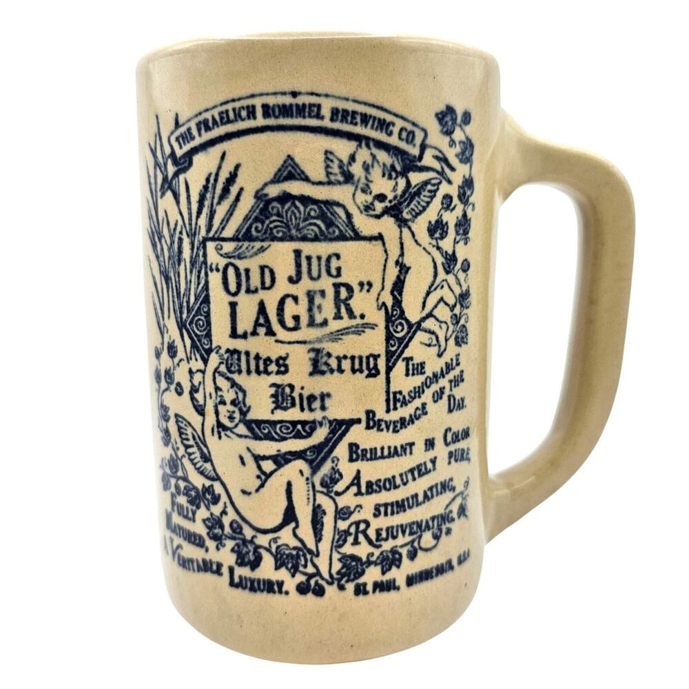 Pre Prohibition Fraelich Rommel Brewing Co Old Jug Lager Beer Mug Stein Vintage